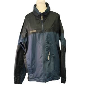 Columbia Hooded Zip Water Resistant Blue Windbreaker Sz L